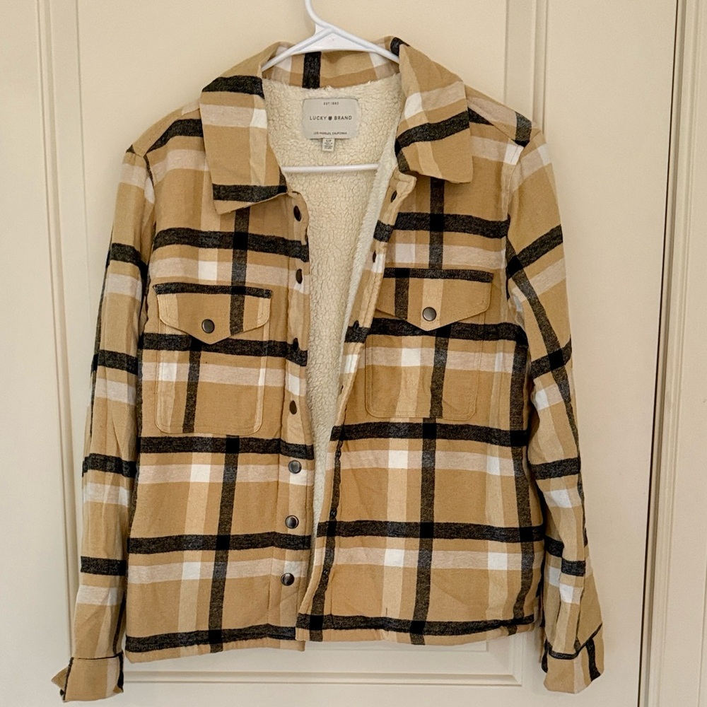 Lucky Brand Tan and Black Plaid Jacket
